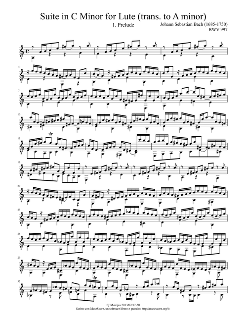 Suite in C Minor for Lute Prelude - BWV997