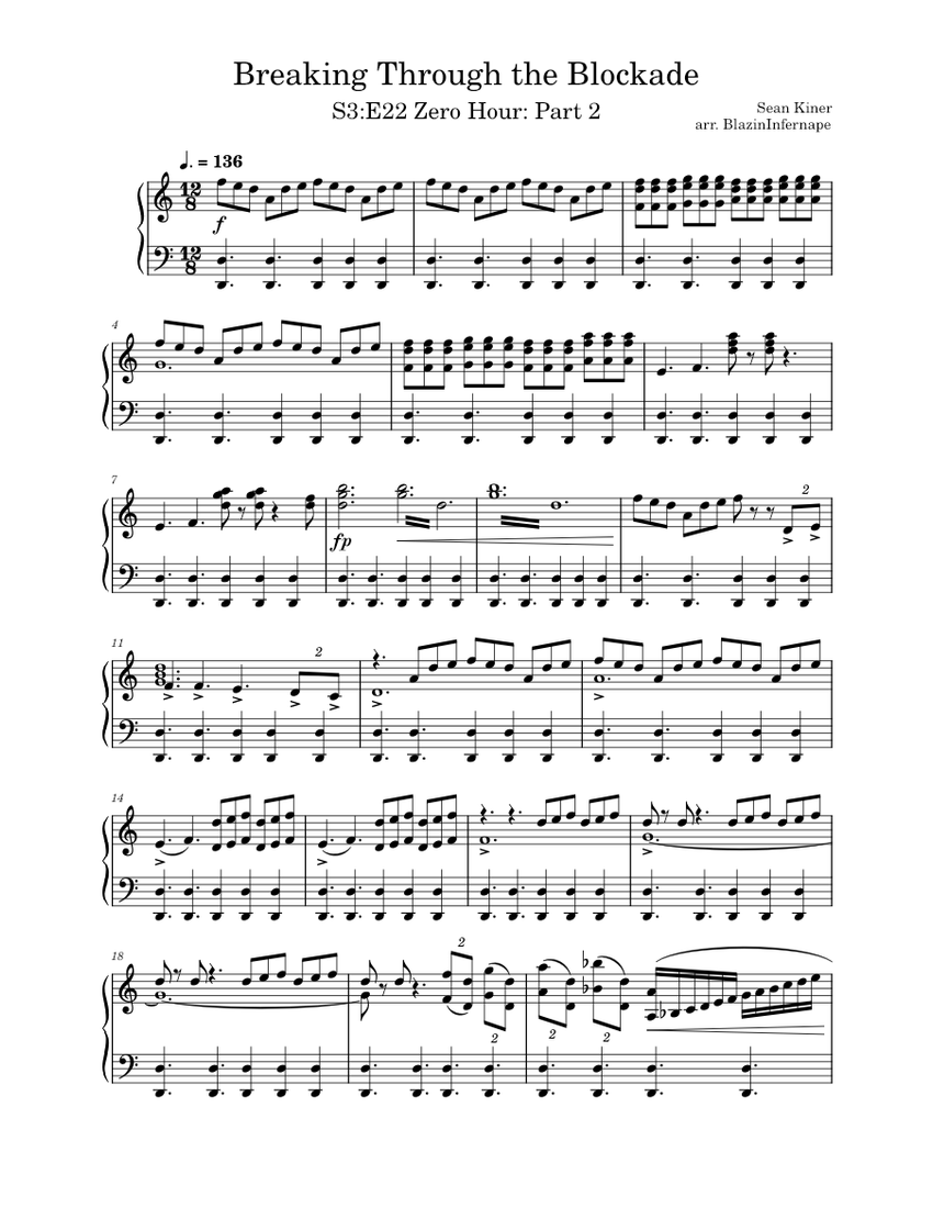 Breaking Through the Blockade Sean Kiner Sheet music for Piano (Solo