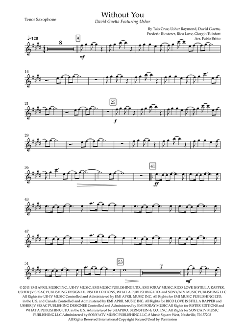 Without You (Arr. Fabio Britto) - David Guetta Featuring Usher (Tenor Sax Solo)