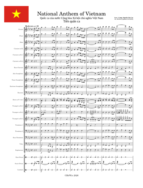 National anthem of Vietnam(Tiến quân ca)/ Quốc ca Việt Nam/เพลงชาติเวียดนาม– Nguyễn Văn Cao