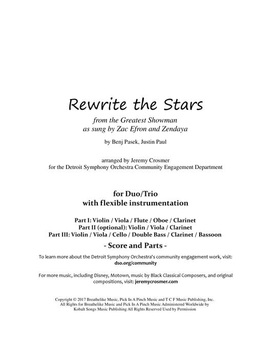 Rewrite The Stars (Arr. Jeremy Crosmer) - Zac Efron & Zendaya (Small Ensemble)