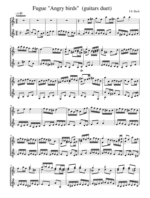 Angry birds / Fugue pour 2 guitares