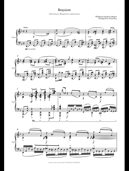 Requiem in D Minor K. 626 - I. Introitus: Requiem aetermam (Arr. Chris Hsu) - Wolfgang Amadeus Mozart (Piano Solo)