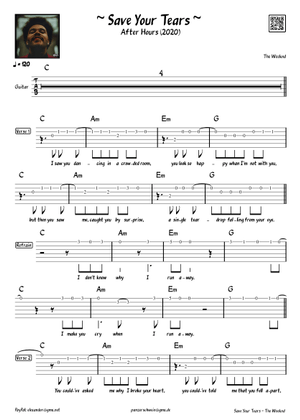 Play Official version of Save your tears Sheet Music by The Weeknd for ...