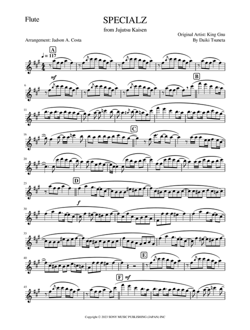 Specialz (Arr. Jadson A. Costa) - King Gnu (Flute Solo)