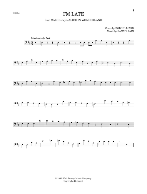 I'm Late (from Alice In Wonderland) - Bob Hilliard (Cello Solo)
