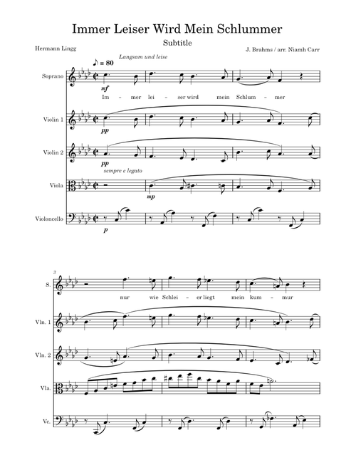 5 Lieder, Op.49 – Johannes Brahms Immer Leiser Wird Mein Schlummer NC