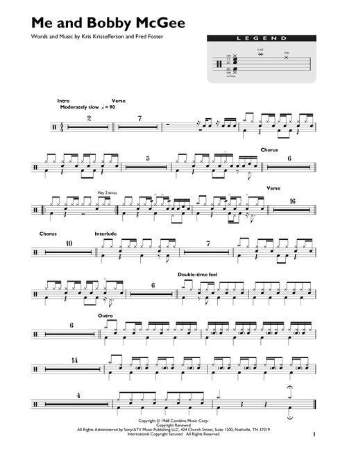 Me And Bobby McGee - Janis Joplin, Kris Kristofferson (Drum Chart)
