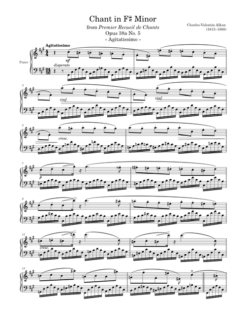 Chant Opus 38a No. 5 in F♯ Minor – Alkan
