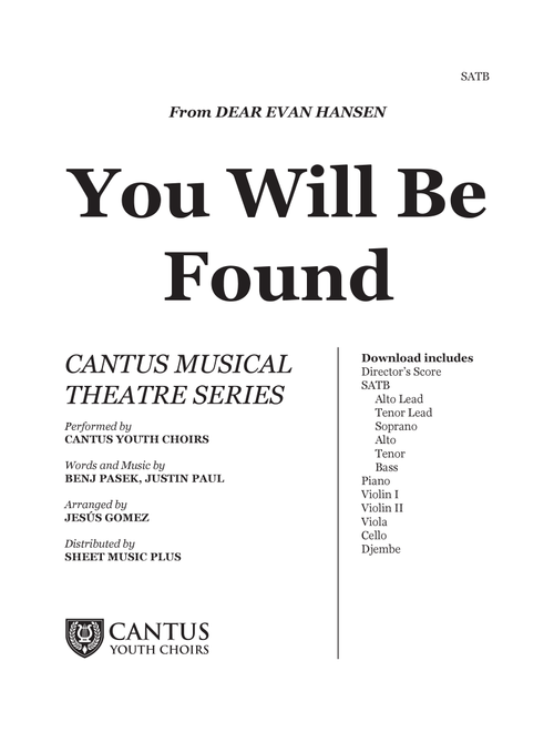 You Will Be Found (Arr. Jesús Gomez) - Ben Platt Kristolyn Lloyd Will Roland Laura D (Large Ensemble)