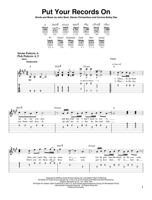 Put Your Records On - Corinne Bailey Rae (Easy Guitar with TAB)