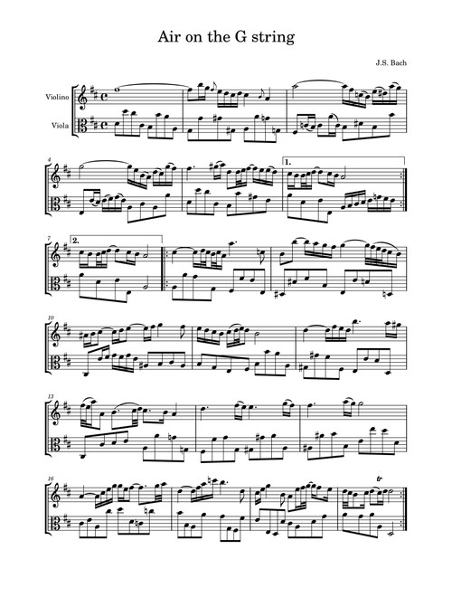 Bach - Air on the G String- Violin & Viola Duet Arrangement (Arr. Jonas Riedmann) - JS Bach (Instrumental Duet)