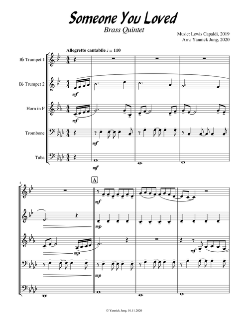 Someone You Loved by Lewis Capaldi - Brass Quintet
