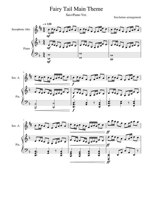 Fairy Tail Main Theme Sax/Piano Fairy Tail OST