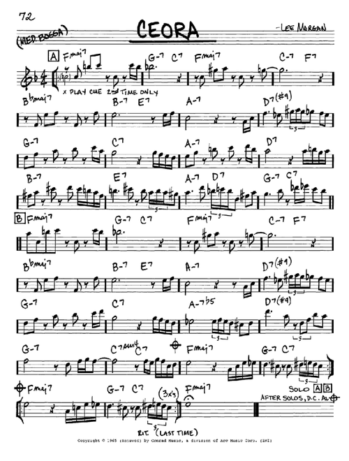 Ceora - Lee Morgan (Real Book - Melody-Chords)