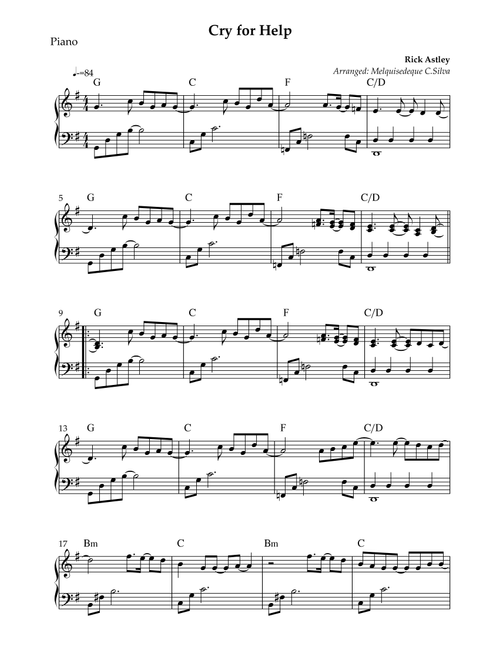 Cry For Help (Arr. Melquisedeque C.Silva) - Rick Astley (Piano Solo)