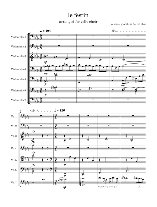 Le Festin from Ratatouille – Arr. for Cello Choir