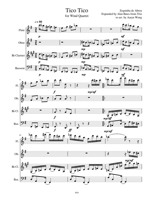 Tico Tico For Wind Quartet