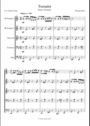 カルメン 前奏曲 楽譜 トロンボーン、ピッコロフルート