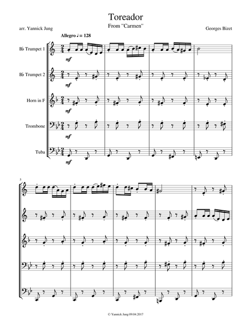 Toreador - Carmen - Brass Quintet