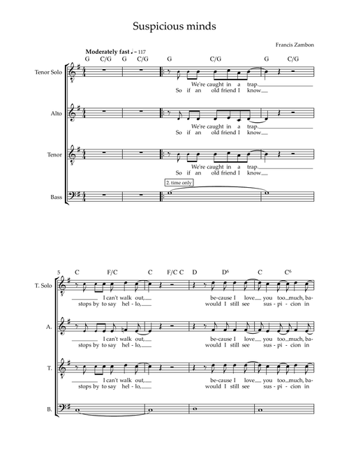 Suspicious Minds (Arr. E. Andreas Stensholt) - Elvis Presley (Choral, SATB)