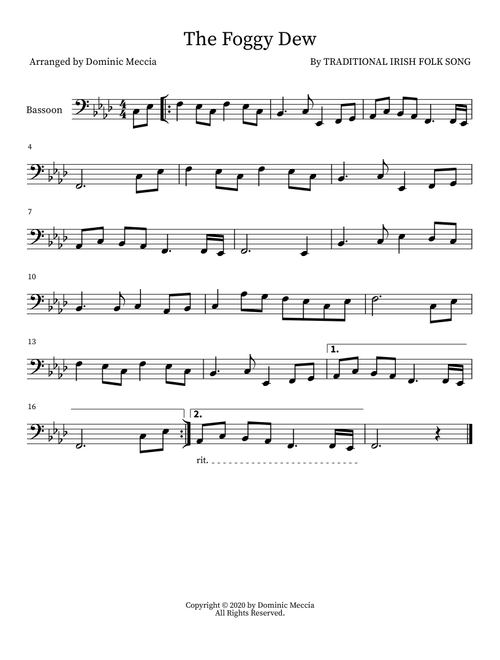 The Foggy Dew (Arr. Dominic Meccia) - Traditional Irish Folk Song (Instrumental Solo)