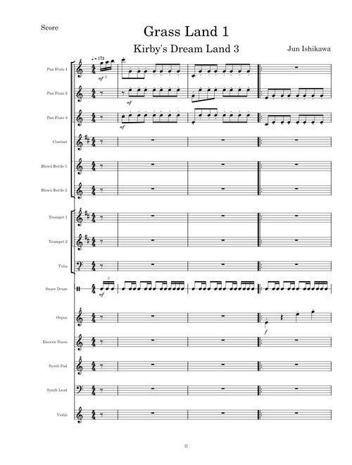 Grass Land 1 (Kirby's Dream Land 3) - Transcribed Score