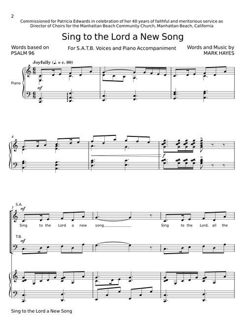 Sing To The Lord A New Song - Mark Hayes
