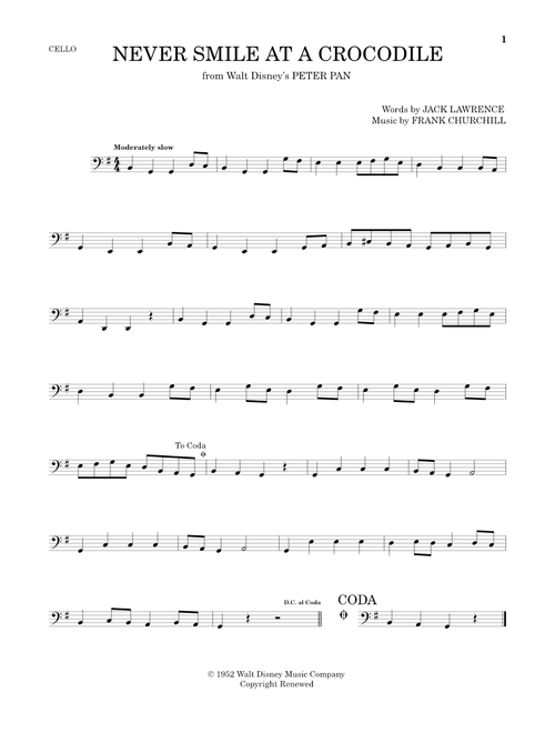 Never Smile At A Crocodile - Frank Churchill (Cello Solo)