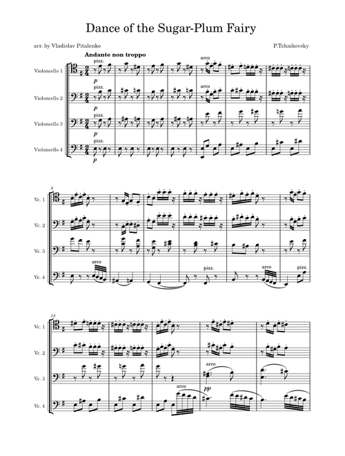 Dance of the Sugar Plum Fairy – Pyotr Ilyich Tchaikovsky (4 cellos)