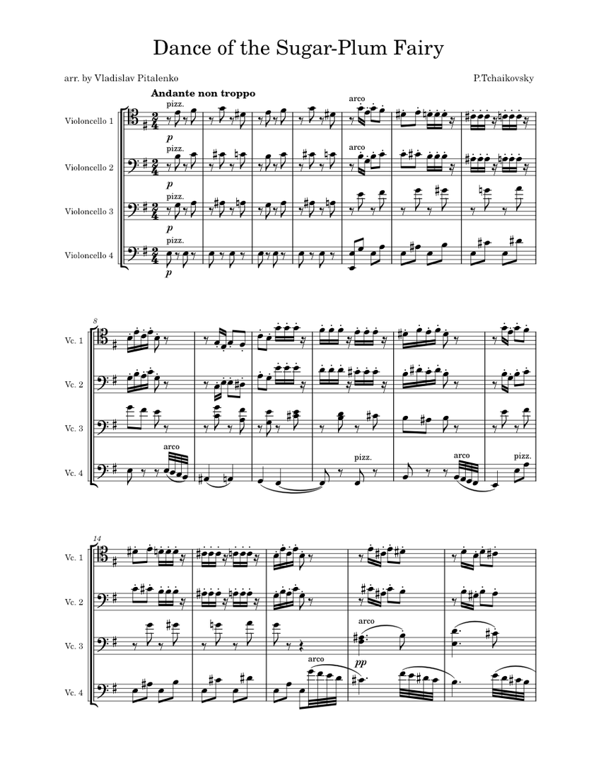 Dance of the Sugar Plum Fairy Pyotr Ilyich Tchaikovsky (4 cellos
