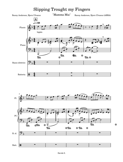Slipping Through My Fingers (Arr. Davide Salvatore) - ABBA (Small Ensemble)