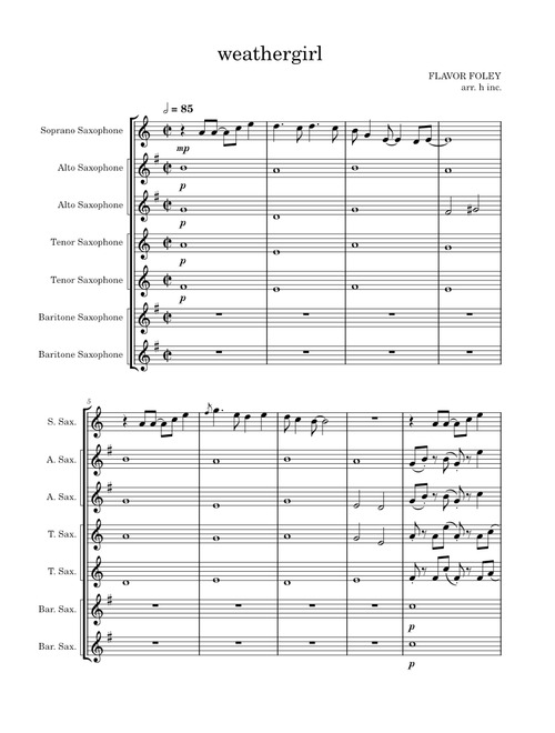 Weathergirl – Flavor Foley (Saxophone Ensemble)