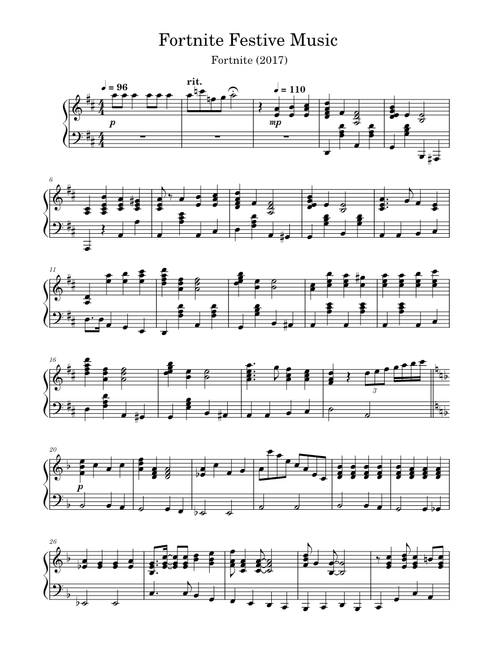 Fortnite Festive Christmas lobby music – Piano Solo