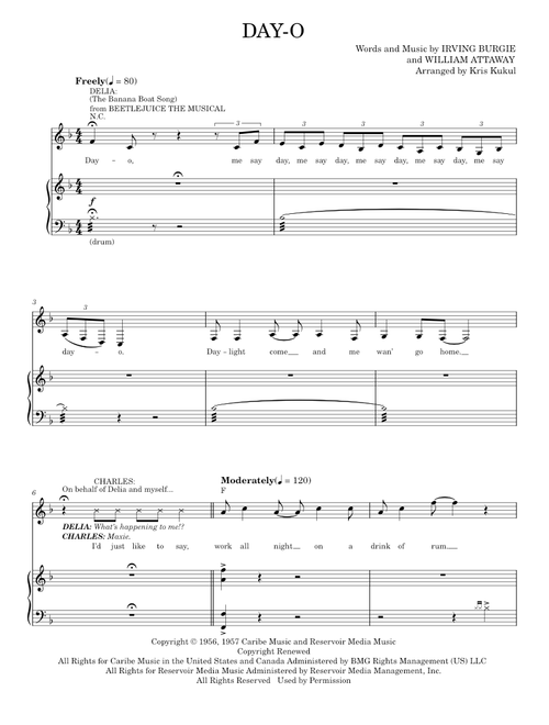 Day-O (The Banana Boat Song) (from Beetlejuice The Musical) (arr. Kris Kulul) - Eddie Perfect, Harry (Piano Vocal)