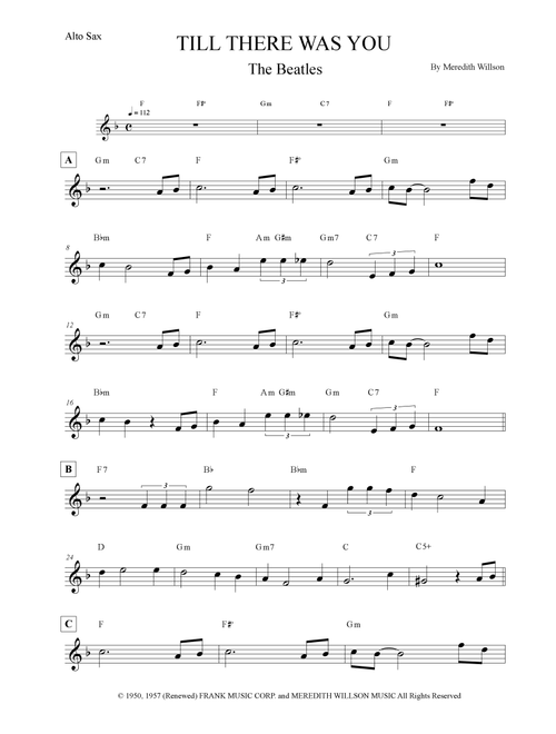 Till There Was You (Arr. Leo Silva) - The Beatles (Alto Sax Solo)