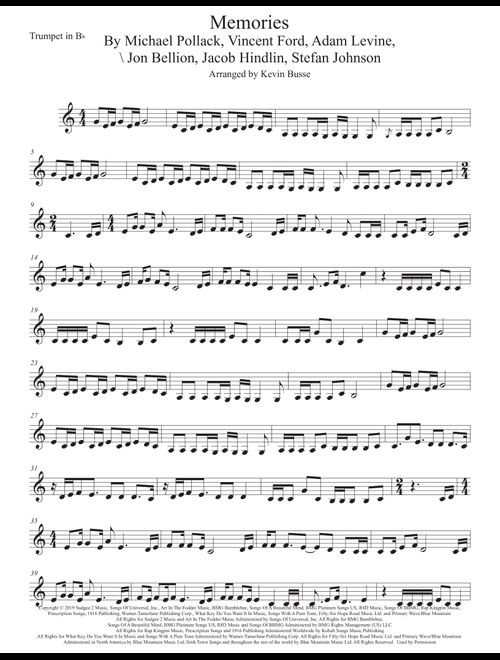 Memories (Arr. Kevin Busse) - Maroon 5 (Trumpet Solo)