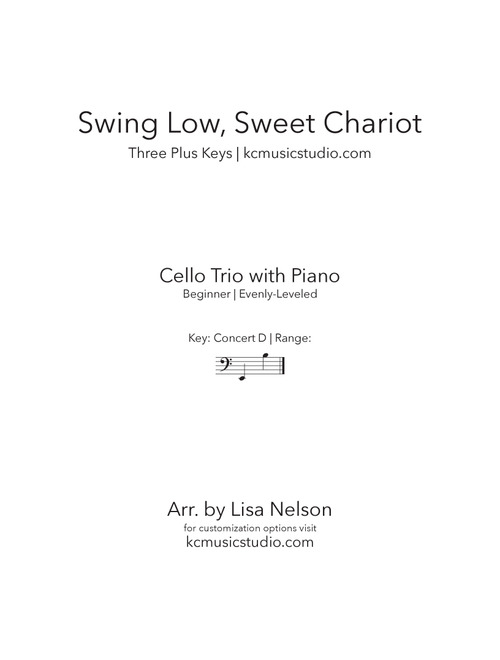 Swing Low, Sweet Chariot - Cello Trio with Piano Accompaniment (Arr. Lisa Nelson) - Traditional (Small Ensemble)