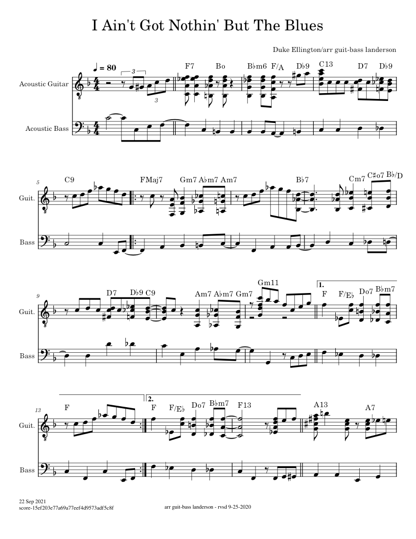 【楽譜】 You've Got To Have The Blues Boo's Blues