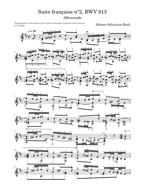 Bach transcriptions for solo classical guitar sheet music by