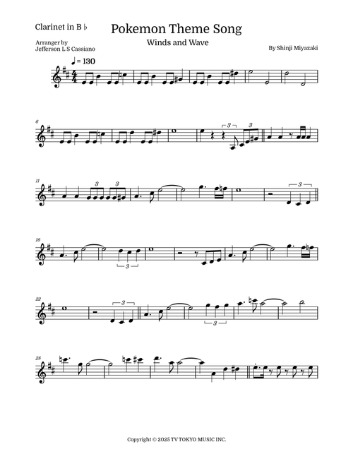 Pokemon (Arr. Jefferson LS Cassiano) - Shinji Miyazaki (Clarinet Solo)