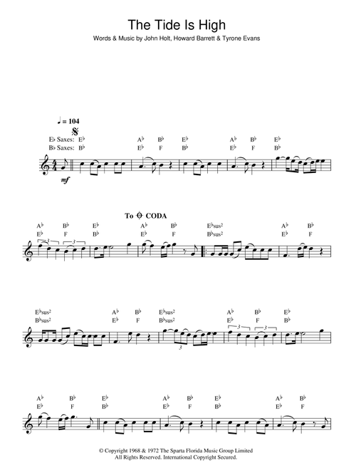 The Tide Is High - Blondie (Lead Sheet - Fake Book)