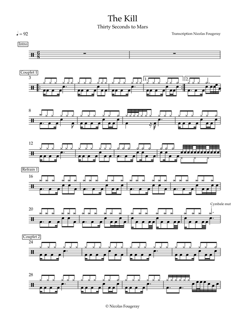 The Kill (Bury Me) (Arr. Nicolas Fougeray) - 30 Seconds To Mars (Drums)