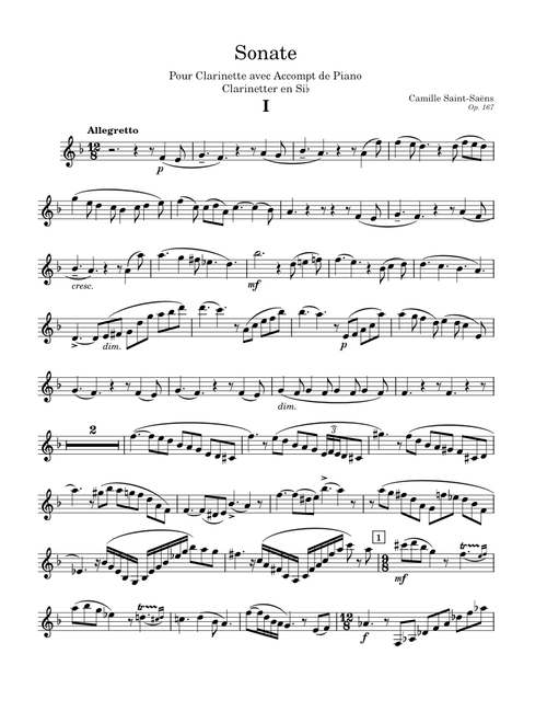 Clarinet Sonata, Op.167 - Camille Saint-Saëns