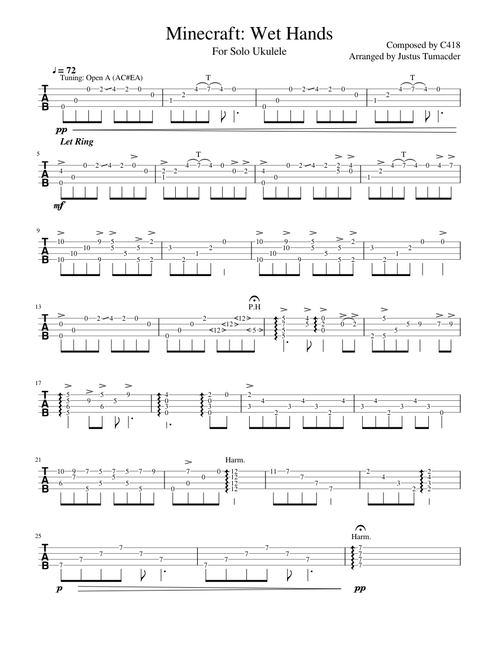Minecraft: Wet Hands [For Solo Ukulele]