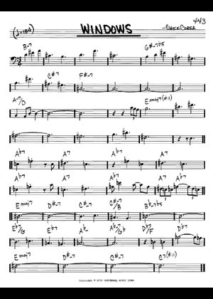 Windows - Chick Corea Sheet Music with Chords for Piano (Solo