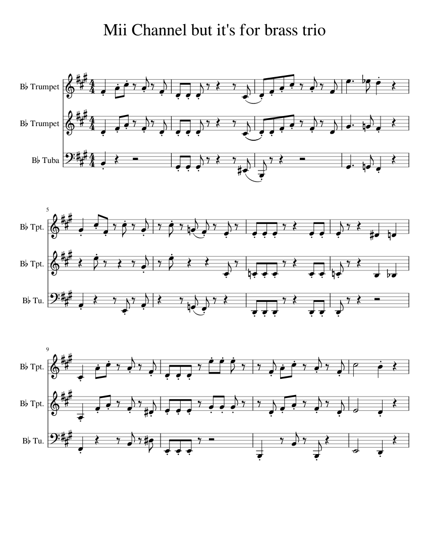 Mii Channel but it's for brass trio Sheet music for Tuba, Trumpet other ...