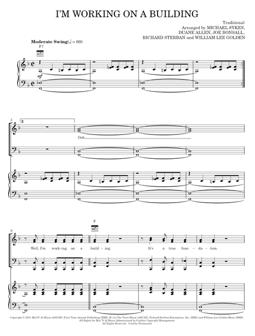 I'm Working On A Building - Oak Ridge Boys, The Oak Ridge Boys (Piano-Vocal-Guitar)