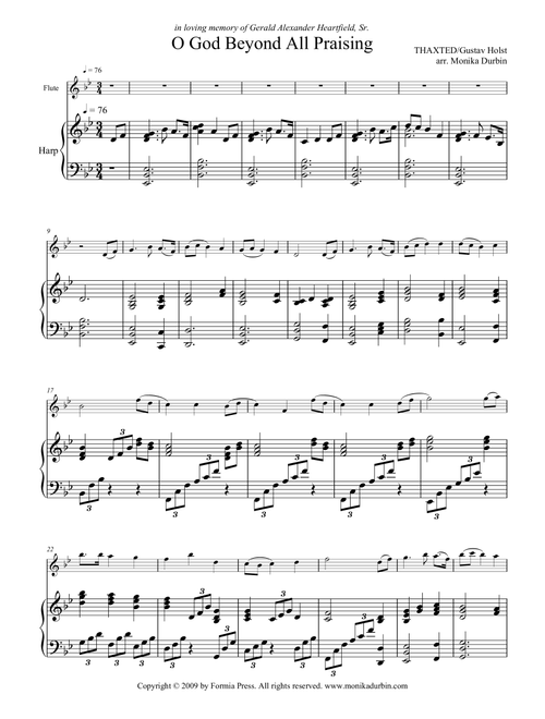 O God Beyond All Praising (Thaxted) for Flute and Harp (Arr. Monika Durbin) - Gustav Holst (Flute and Piano)