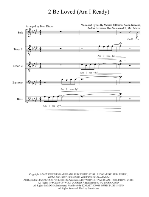 2 Be Loved (Am I Ready) (Arr. Peter Kistler) - Lizzo (Choral, TTBB)